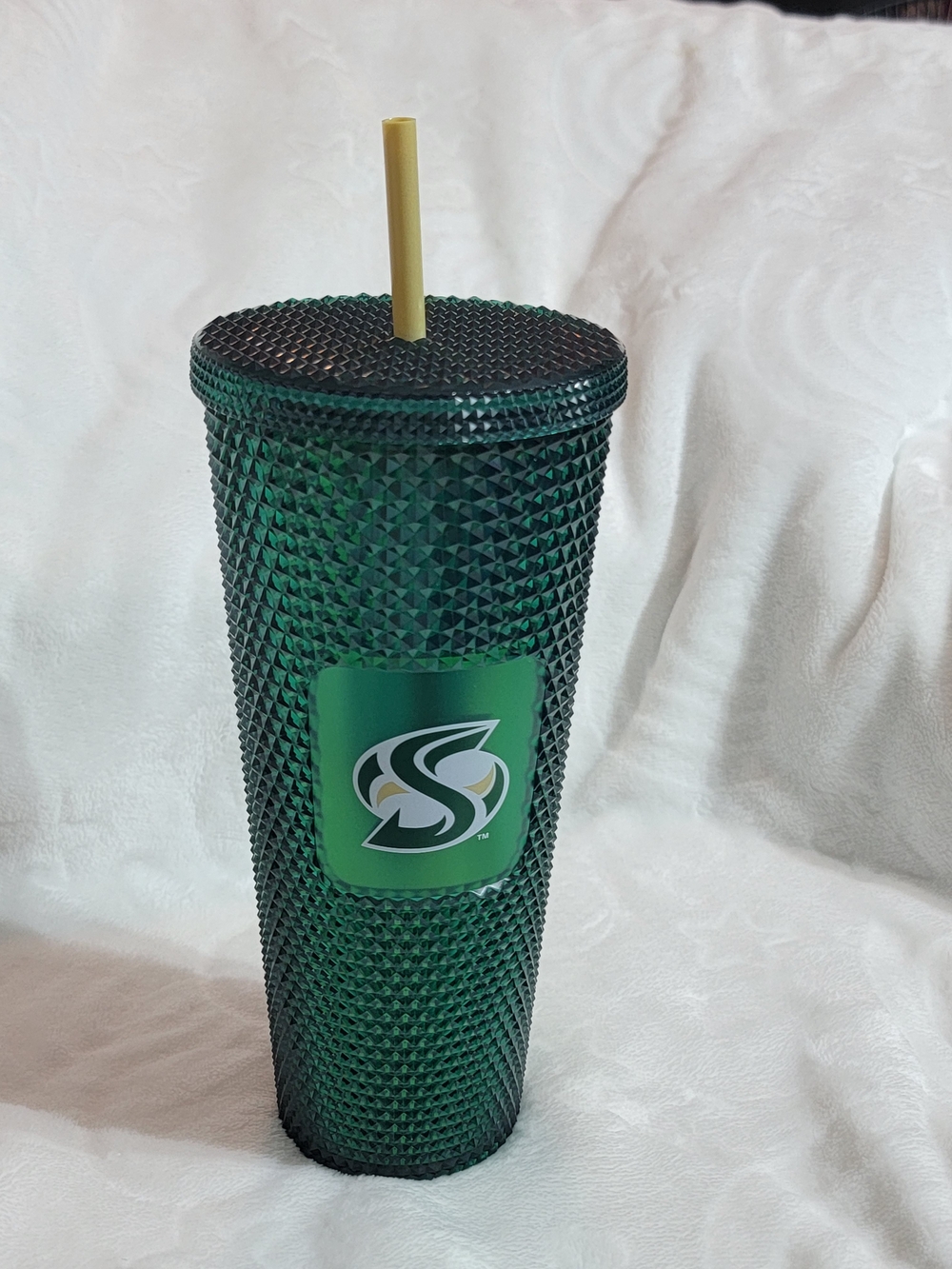 SACRAMENTO STATE UNIVERSITGreen Studded Travel Tumbler with Straw - (STARBUCKS)